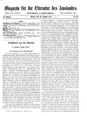 Magazin für die Literatur des Auslandes Samstag 19. August 1871