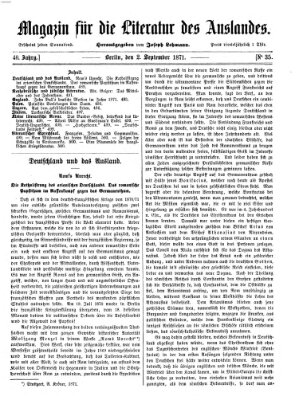 Magazin für die Literatur des Auslandes Samstag 2. September 1871