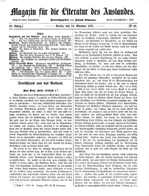 Magazin für die Literatur des Auslandes Samstag 14. Oktober 1871