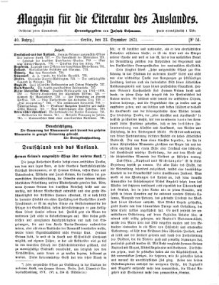 Magazin für die Literatur des Auslandes Samstag 23. Dezember 1871