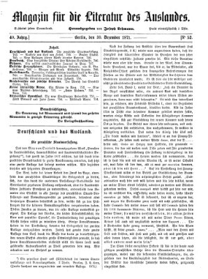 Magazin für die Literatur des Auslandes Samstag 30. Dezember 1871