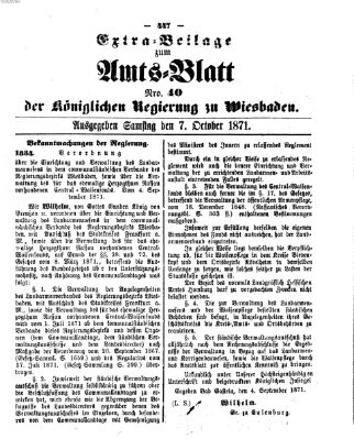 Amtsblatt der Regierung in Wiesbaden (Herzoglich-nassauisches allgemeines Intelligenzblatt) Samstag 7. Oktober 1871