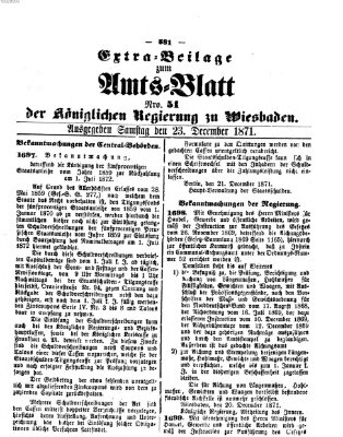 Amtsblatt der Regierung in Wiesbaden (Herzoglich-nassauisches allgemeines Intelligenzblatt) Samstag 23. Dezember 1871