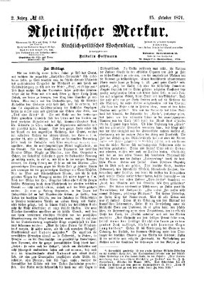 Rheinischer Merkur (Deutscher Merkur) Sonntag 15. Oktober 1871