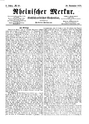 Rheinischer Merkur (Deutscher Merkur) Dienstag 28. November 1871