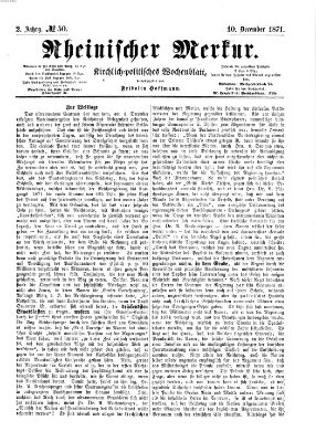 Rheinischer Merkur (Deutscher Merkur) Sonntag 10. Dezember 1871