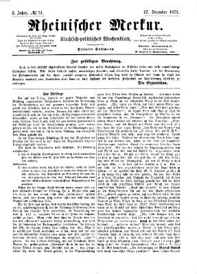 Rheinischer Merkur (Deutscher Merkur) Sonntag 17. Dezember 1871