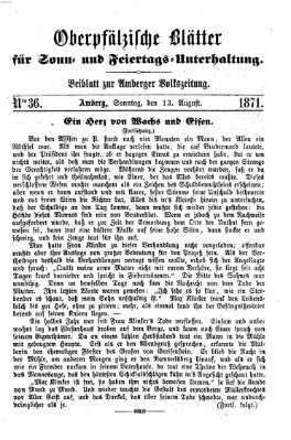 Oberpfälzische Blätter für Sonn- und Feiertags-Unterhaltung (Amberger Volks-Zeitung für Stadt und Land) Sonntag 13. August 1871