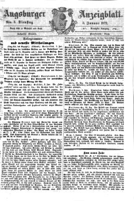 Augsburger Anzeigeblatt Dienstag 3. Januar 1871