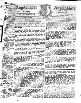 Augsburger Anzeigeblatt Samstag 7. Januar 1871