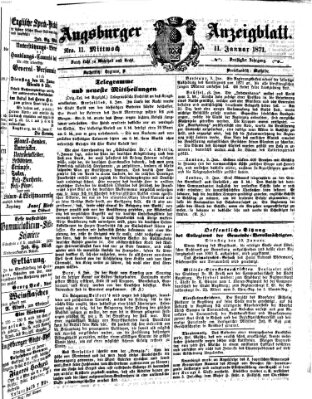 Augsburger Anzeigeblatt Mittwoch 11. Januar 1871