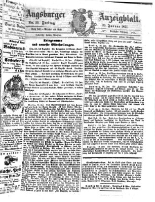 Augsburger Anzeigeblatt Freitag 20. Januar 1871