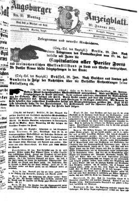 Augsburger Anzeigeblatt Montag 30. Januar 1871