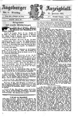 Augsburger Anzeigeblatt Dienstag 31. Januar 1871