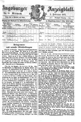 Augsburger Anzeigeblatt Mittwoch 1. Februar 1871