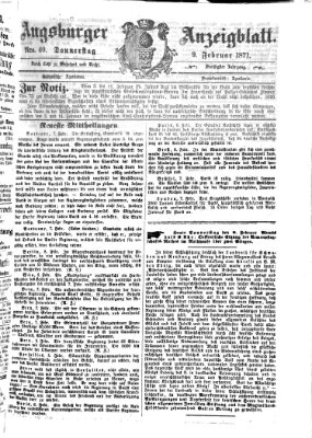 Augsburger Anzeigeblatt Donnerstag 9. Februar 1871