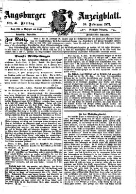 Augsburger Anzeigeblatt Freitag 10. Februar 1871