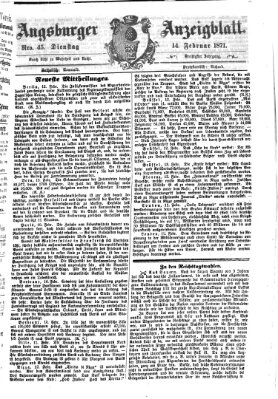 Augsburger Anzeigeblatt Dienstag 14. Februar 1871