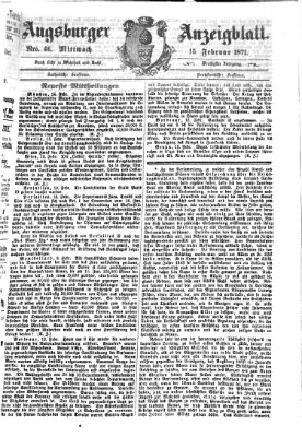 Augsburger Anzeigeblatt Mittwoch 15. Februar 1871