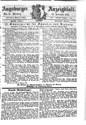 Augsburger Anzeigeblatt Montag 20. Februar 1871