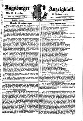 Augsburger Anzeigeblatt Dienstag 21. Februar 1871