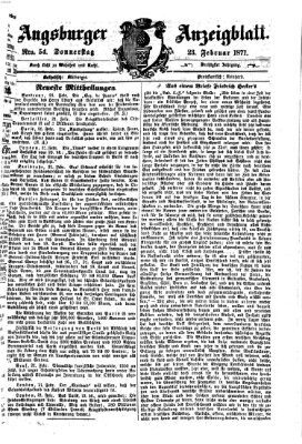 Augsburger Anzeigeblatt Donnerstag 23. Februar 1871