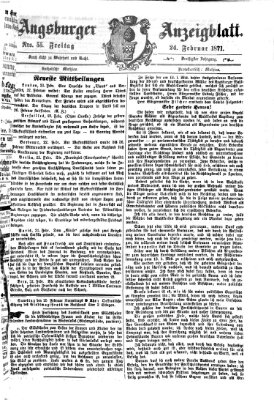 Augsburger Anzeigeblatt Freitag 24. Februar 1871