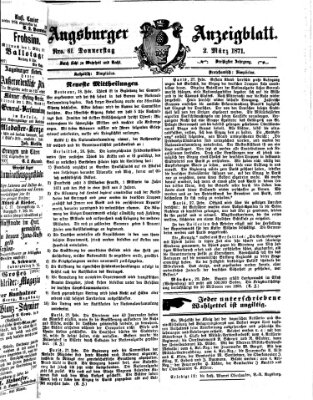 Augsburger Anzeigeblatt Donnerstag 2. März 1871