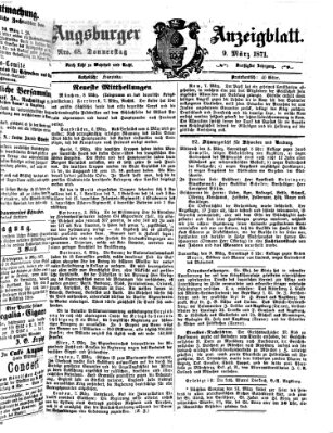 Augsburger Anzeigeblatt Donnerstag 9. März 1871