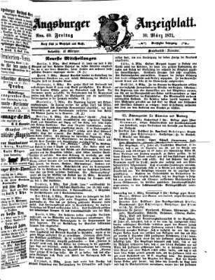 Augsburger Anzeigeblatt Freitag 10. März 1871