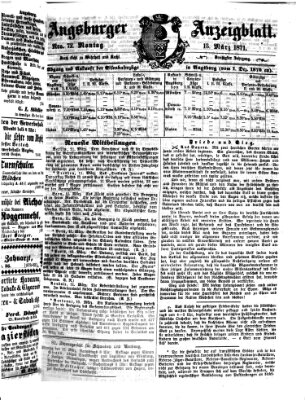 Augsburger Anzeigeblatt Montag 13. März 1871