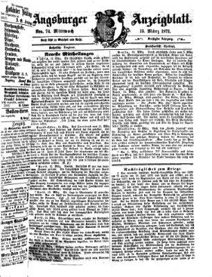 Augsburger Anzeigeblatt Mittwoch 15. März 1871