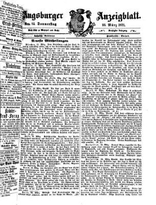 Augsburger Anzeigeblatt Donnerstag 23. März 1871