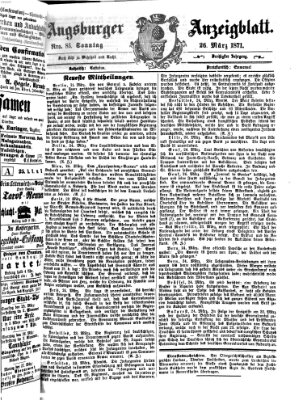 Augsburger Anzeigeblatt Sonntag 26. März 1871