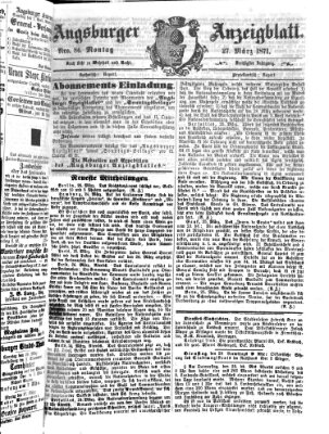 Augsburger Anzeigeblatt Montag 27. März 1871