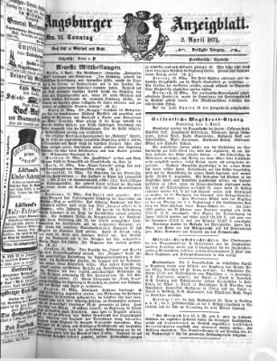 Augsburger Anzeigeblatt Sonntag 2. April 1871