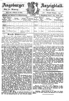 Augsburger Anzeigeblatt Montag 3. April 1871