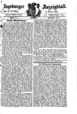 Augsburger Anzeigeblatt Dienstag 11. April 1871