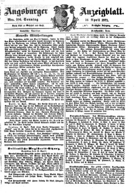 Augsburger Anzeigeblatt Sonntag 16. April 1871