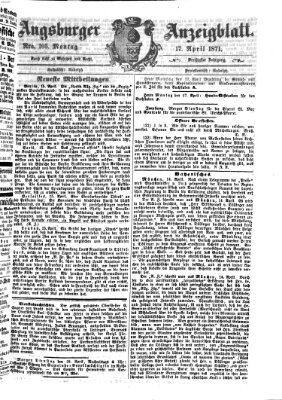 Augsburger Anzeigeblatt Montag 17. April 1871