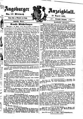 Augsburger Anzeigeblatt Mittwoch 19. April 1871