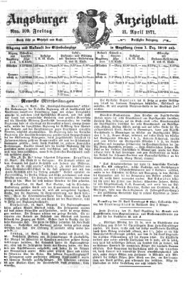 Augsburger Anzeigeblatt Freitag 21. April 1871