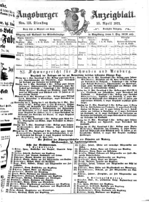 Augsburger Anzeigeblatt Dienstag 25. April 1871