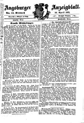 Augsburger Anzeigeblatt Mittwoch 26. April 1871