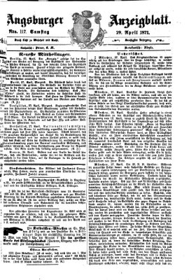 Augsburger Anzeigeblatt Samstag 29. April 1871