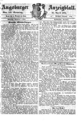 Augsburger Anzeigeblatt Sonntag 30. April 1871