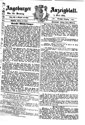 Augsburger Anzeigeblatt Montag 1. Mai 1871