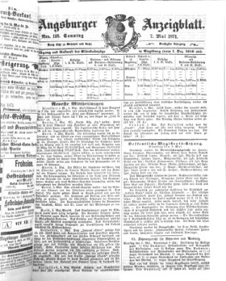 Augsburger Anzeigeblatt Sonntag 7. Mai 1871