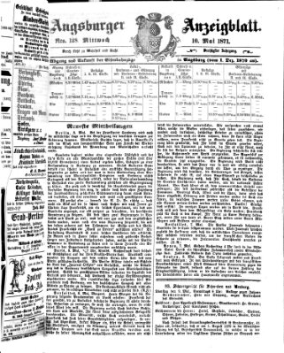 Augsburger Anzeigeblatt Mittwoch 10. Mai 1871