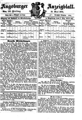 Augsburger Anzeigeblatt Freitag 19. Mai 1871